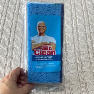 Mr. Clean 2016 Blue Sponge Mop Scrubber Refill snap plastic pins onto mop head